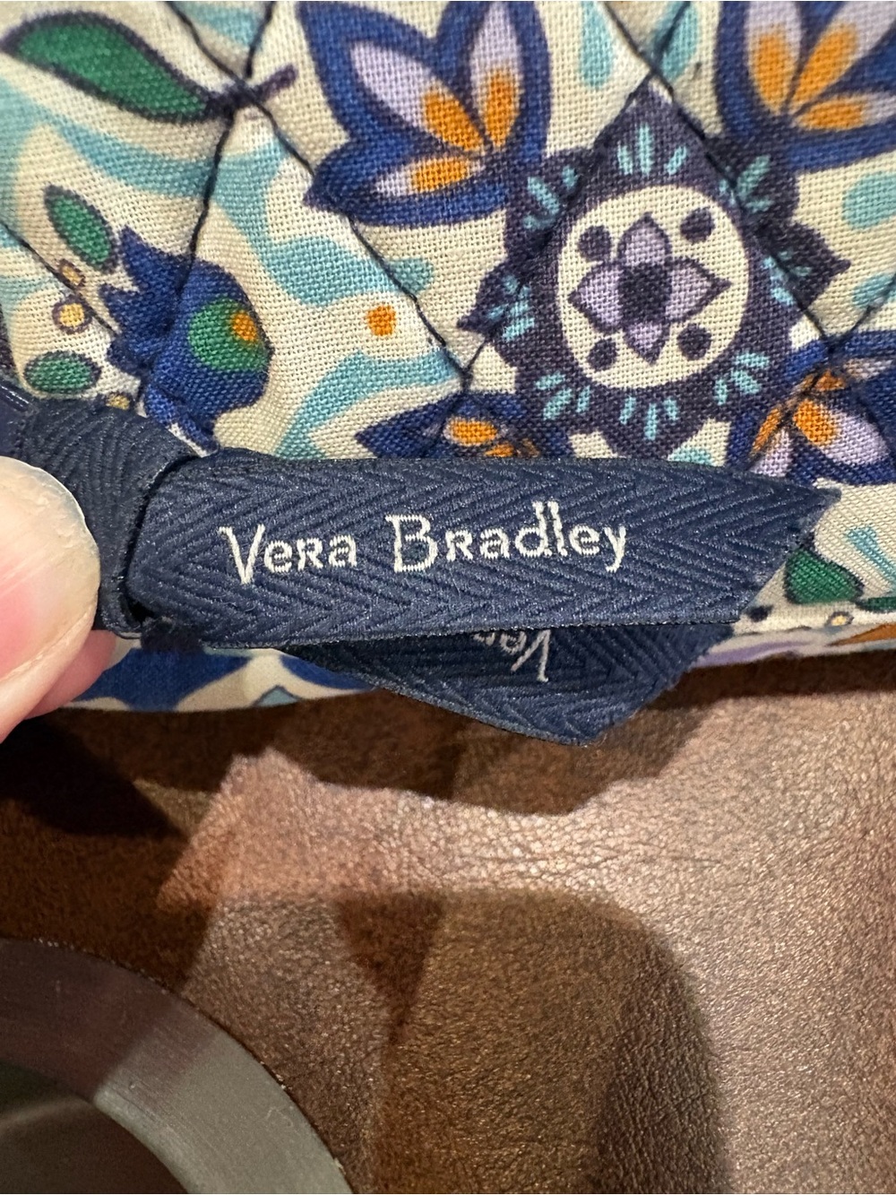 Vera Bradley Navy and Teal Floral Quilted Crossbody Bag - Picture 3 of 10